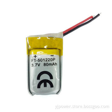 Lithium polymer battery, 80mAh/3.7V, used for Bluetooth